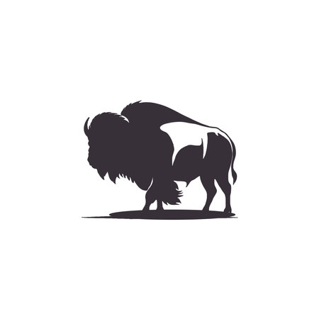 Bison silhouette. simple flat color elegant white background vector and animal illustration Bison....