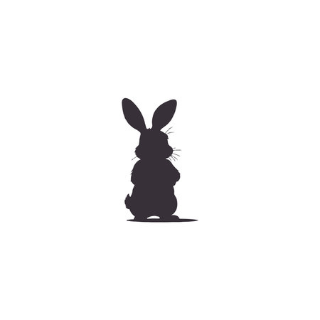 Silhouette rabbit on white background. Pets and farm animals collection. Icon vector illustration.のイラスト素材