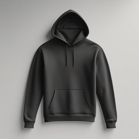 Blank black hoodie template. Hoodie sweatshirt long sleeve with clipping path, hoody for design mockup for print, isolated on white backgroundの素材