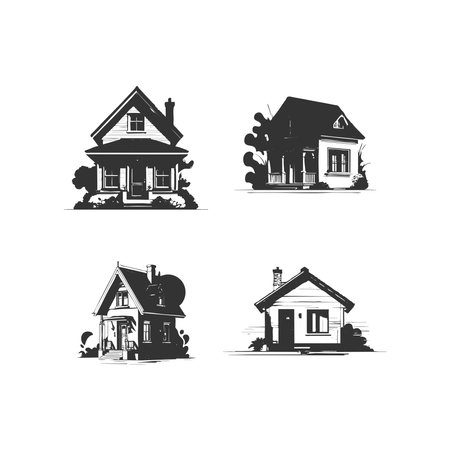 vector Small House silhouette icon illustration isolated on white background simple design silhouetteのイラスト素材