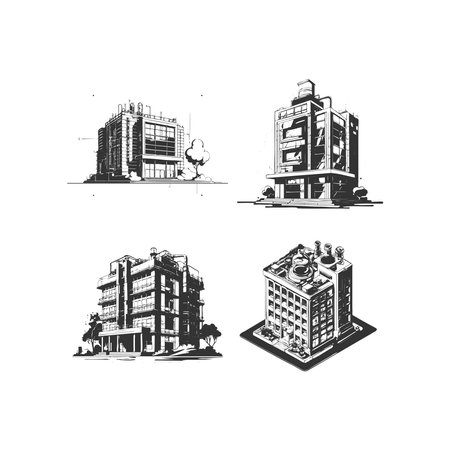 vector Laboratory Building silhouette icon illustration isolated on white background simple design silhouetteのイラスト素材