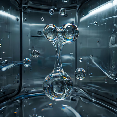 3d illustration of abstract background with transparent water drops in glass roomの素材