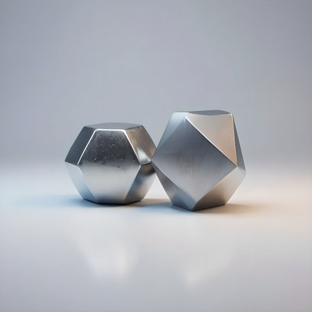 Pair of metal hexagons on white background. 3d renderingの素材