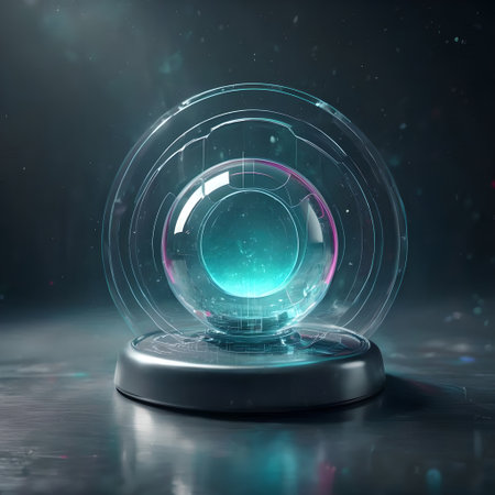 Crystal ball on a dark background. 3d rendering, 3d illustration.の素材