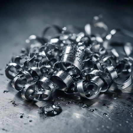 Metal shavings on metallic background. Shavings of metal.の素材