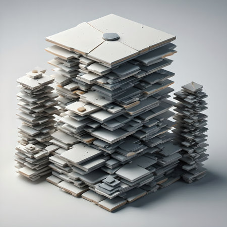 3d rendering of a pile of computer hard drives in gray backgroundの素材