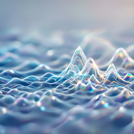 Abstract 3d rendering of wavy surface. Beautiful background with dynamic waves.の素材