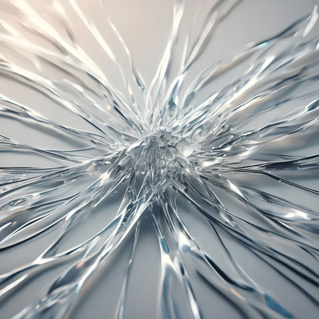 Broken glass on a white background. 3d rendering, 3d illustration.の素材