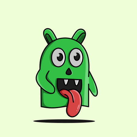 a flat simple cartoon illustration of cute monsterのイラスト素材