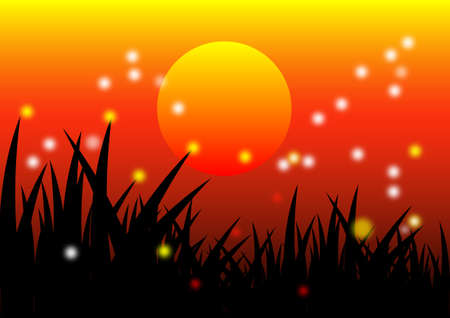 summer sunset vector backgroundのイラスト素材