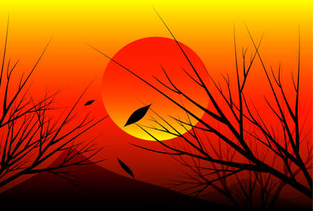 sunset and tree backgroundのイラスト素材