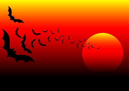 bat africa and sunset backgroundのイラスト素材