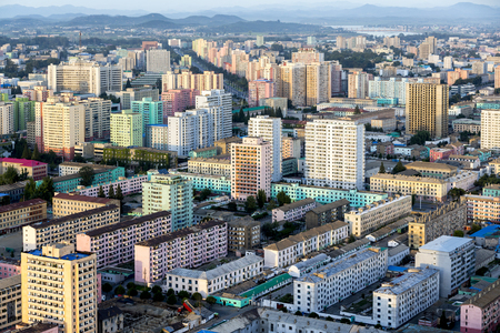 Color building in Pyongyang, North Korea