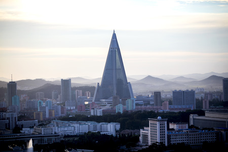 Pyongyang, capital of North Korea, the color building - Liu Jing Hotelのeditorial素材