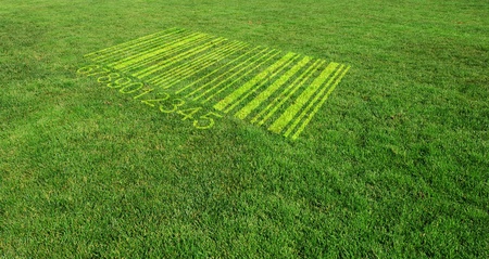 Buy Green! Shopping Barcode on Green Lawn