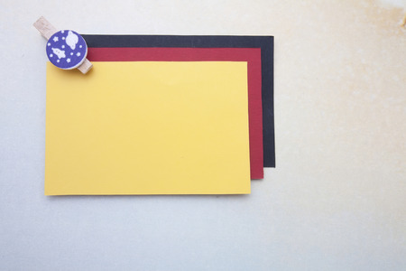 Sticky notes with wood clip on the table
