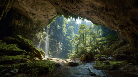 Waterfall in the cave, Khao Luang National Park, Thailand