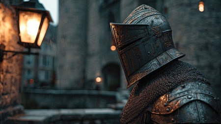 A cinematic, ultra-realistic photography 83 of Gravensteen Castle Ghent featuring Knight armor textures, captured during Belgian Mild Winter, illuminated by Warm lantern light, showcasing high-detail textures, architectural precision, 8k resolution, vibrant colors