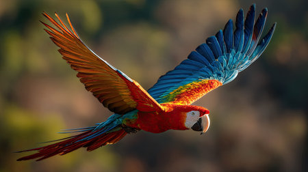 A ultra realistic photography 24 of Amazon Rainforest Manaus featuring Macaw bird flight colors, captured during Amazonian Dry Season, illuminated by Brilliant midday sun, showcasing high-detail textures, architectural precision, 8k resolution, vibrant colors