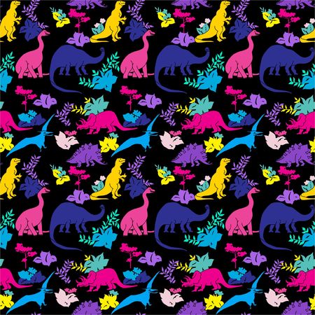 Dinosaurs in forestのイラスト素材