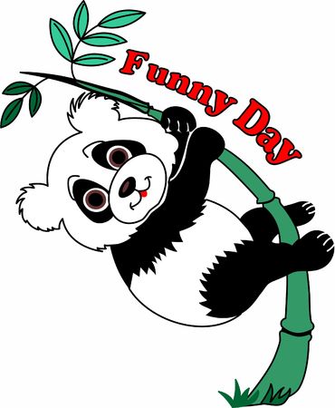 panda bear on bamboo tree illustration.のイラスト素材