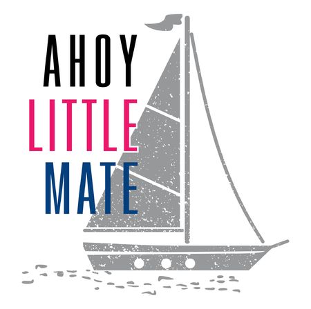 Little boath and ocean graphic artのイラスト素材