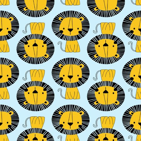 Yellow lion seamless patternのイラスト素材