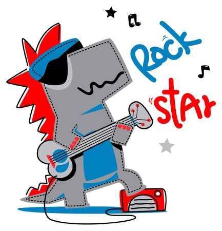 crocodile play guitar as a rock starのイラスト素材