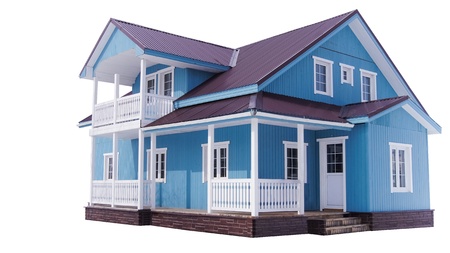 Blue house on whiteのeditorial素材