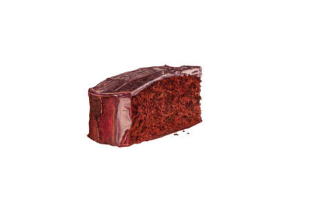 Illustration - Watercolor sliced tasty double-chocolate cake on white background.