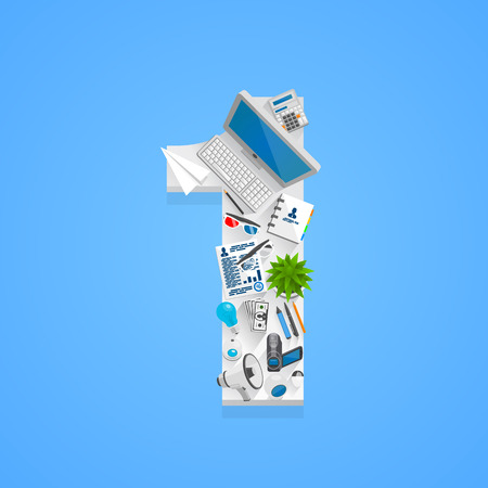 Flat number table 1. Vector illustration 1のイラスト素材
