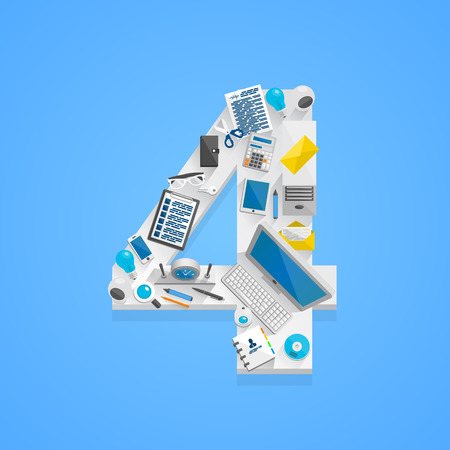 Flat number table 4. Vector illustration 4のイラスト素材