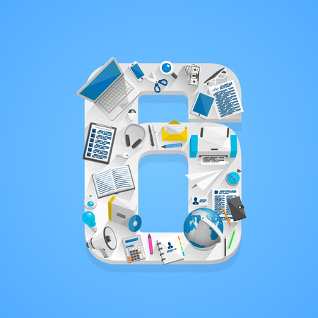 Flat number table 6. Vector illustration 6のイラスト素材