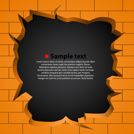 Hole in the broken wall. Vector illustrationのイラスト素材