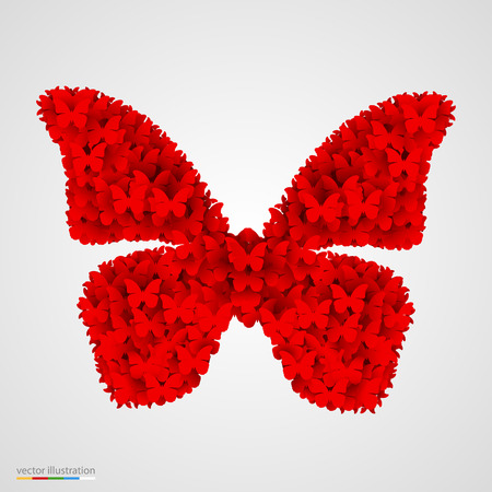 A lot of butterflies in a form of single butterfly. Vector illustrationのイラスト素材