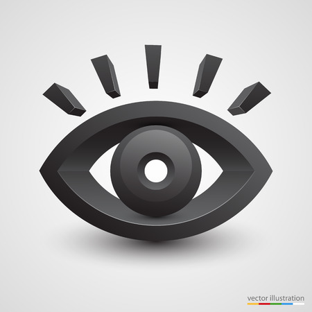 Three-dimensional black eye on white background. Vector illustrationのイラスト素材