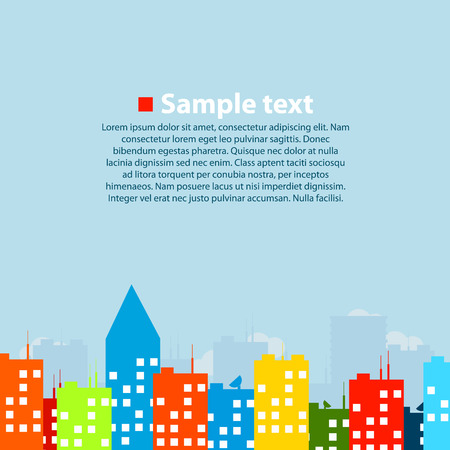 Urban colorful landscape. Rainbow city. Vector illustrationのイラスト素材