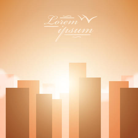 City skyline sunset. Simple and beautiful. Vector illustrationのイラスト素材