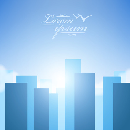 City skyline sunrise. Simple and beautiful. Vector illustrationのイラスト素材