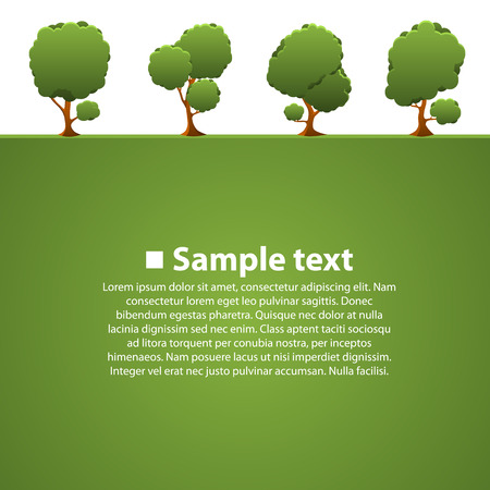 Isolated green trees art banner. Vector illustrationのイラスト素材