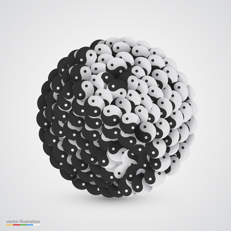 Yin yang symbol made of smaller one. Vector illustrationのイラスト素材
