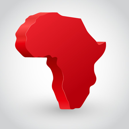 3d vector red africa continent map illustration.のイラスト素材