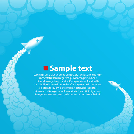 Vector image of white silhouette jet rocket, isolated on blueのイラスト素材
