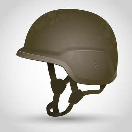 Camouflage Army helmet with scratches. Vector illustrationのイラスト素材
