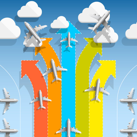 Aircraft flights infographics art plane. Vector illustration