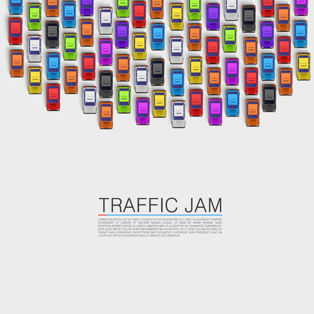Traffic jam on the road. Vector backgroundのイラスト素材