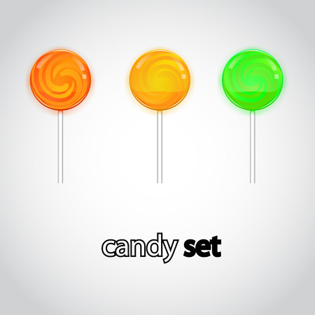 Colorful lollipop candy collection on white background. Vector illustrationのイラスト素材
