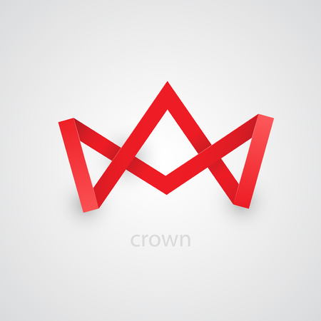 Abstract red paper crown on white background. Vector illustrationのイラスト素材
