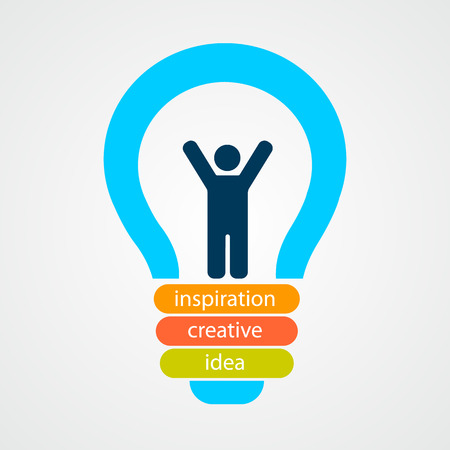 Man inside bulb. Creative concept. Vector illustrationのイラスト素材