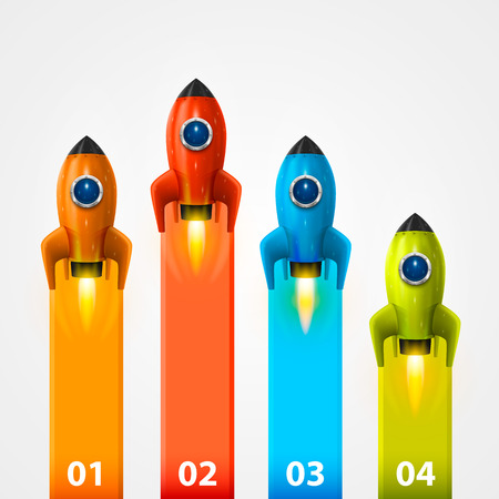 Space rocket launch info art. Vector illustrationのイラスト素材